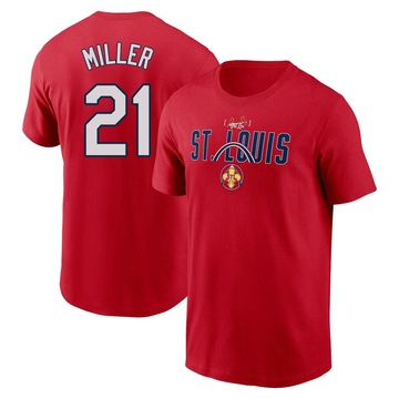 Men's St. Louis Cardinals Andrew Miller ＃21 2024 City Connect Graphic Name & Number T-Shirt - Red