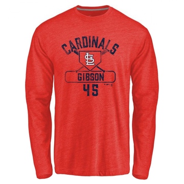 Men's St. Louis Cardinals Bob Gibson ＃45 Base Runner Long Sleeve T-Shirt - Red