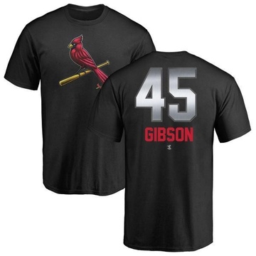 Men's St. Louis Cardinals Bob Gibson ＃45 Midnight Mascot T-Shirt - Black