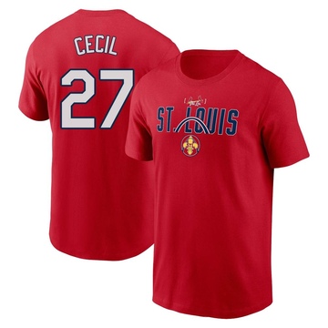 Men's St. Louis Cardinals Brett Cecil ＃27 2024 City Connect Graphic Name & Number T-Shirt - Red