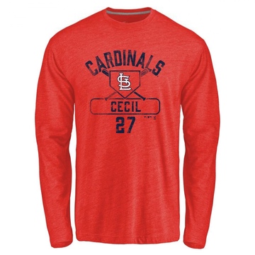 Men's St. Louis Cardinals Brett Cecil ＃27 Base Runner Long Sleeve T-Shirt - Red