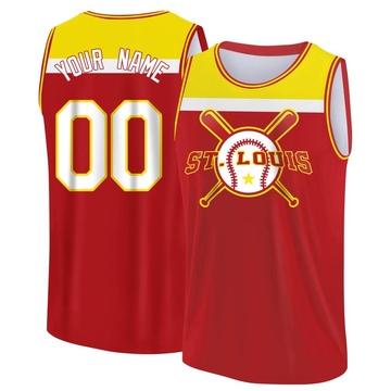 Men's St. Louis Cardinals Custom ＃00 Legend Baseball Tank Top - Red/Yellow