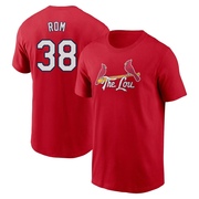 Men's St. Louis Cardinals Drew Rom ＃38 2024 City Connect Fuse Name & Number T-Shirt - Red