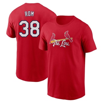 Men's St. Louis Cardinals Drew Rom ＃38 2024 City Connect Fuse Name & Number T-Shirt - Red