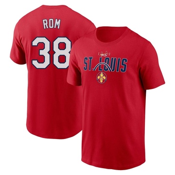 Men's St. Louis Cardinals Drew Rom ＃38 2024 City Connect Graphic Name & Number T-Shirt - Red