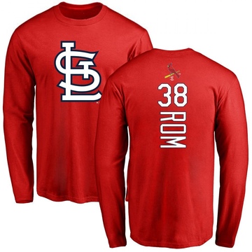 Men's St. Louis Cardinals Drew Rom ＃38 Backer Long Sleeve T-Shirt - Red