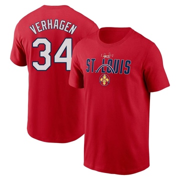 Men's St. Louis Cardinals Drew VerHagen ＃34 2024 City Connect Graphic Name & Number T-Shirt - Red