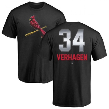 Men's St. Louis Cardinals Drew VerHagen ＃34 Midnight Mascot T-Shirt - Black