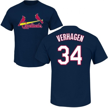 Men's St. Louis Cardinals Drew VerHagen ＃34 Roster Name & Number T-Shirt - Navy