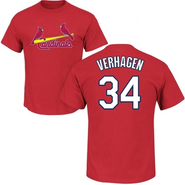 Men's St. Louis Cardinals Drew VerHagen ＃34 Roster Name & Number T-Shirt - Red