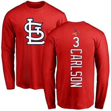 Men's St. Louis Cardinals Dylan Carlson ＃3 Backer Long Sleeve T-Shirt - Red