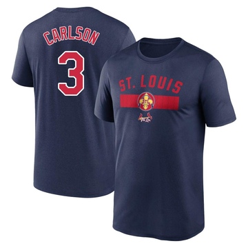 Men's St. Louis Cardinals Dylan Carlson ＃3 Legend 2024 City Connect Performance Name & Number T-Shirt - Navy