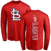 Men's St. Louis Cardinals Enos Slaughter ＃9 Backer Long Sleeve T-Shirt - Red