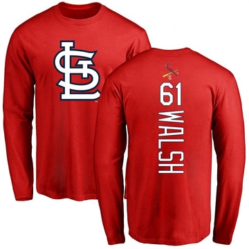 Men's St. Louis Cardinals Jake Walsh ＃61 Backer Long Sleeve T-Shirt - Red