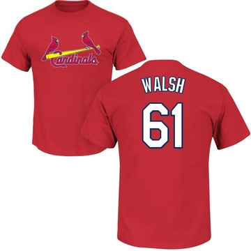 Men's St. Louis Cardinals Jake Walsh ＃61 Roster Name & Number T-Shirt - Red