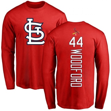 Men's St. Louis Cardinals Jake Woodford ＃44 Backer Long Sleeve T-Shirt - Red