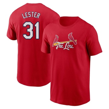 Men's St. Louis Cardinals Jon Lester ＃31 2024 City Connect Fuse Name & Number T-Shirt - Red