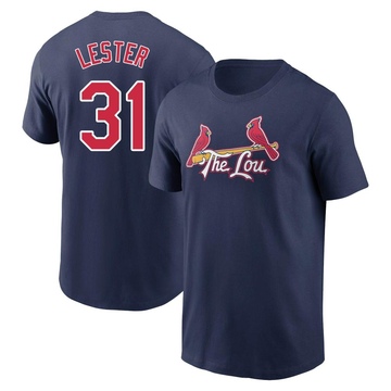 Men's St. Louis Cardinals Jon Lester ＃31 2024 City Connect Name & Number T-Shirt - Navy