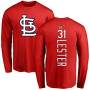 Men's St. Louis Cardinals Jon Lester ＃31 Backer Long Sleeve T-Shirt - Red