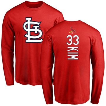 Men's St. Louis Cardinals Kwang Hyun Kim ＃33 Backer Long Sleeve T-Shirt - Red