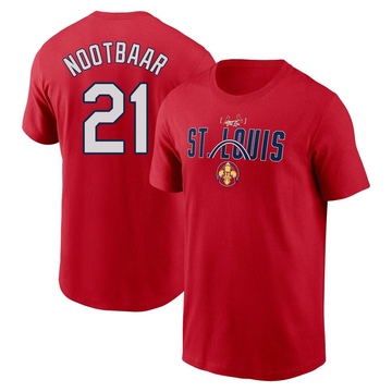 Men's St. Louis Cardinals Lars Nootbaar ＃21 2024 City Connect Graphic Name & Number T-Shirt - Red