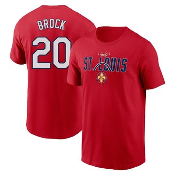 Men's St. Louis Cardinals Lou Brock ＃20 2024 City Connect Graphic Name & Number T-Shirt - Red