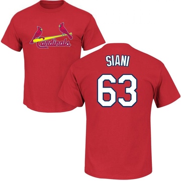 Men's St. Louis Cardinals Michael Siani ＃63 Roster Name & Number T-Shirt - Red