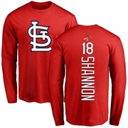 Men's St. Louis Cardinals Mike Shannon ＃18 Backer Long Sleeve T-Shirt - Red