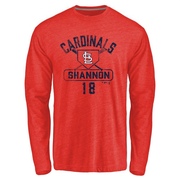 Men's St. Louis Cardinals Mike Shannon ＃18 Base Runner Long Sleeve T-Shirt - Red