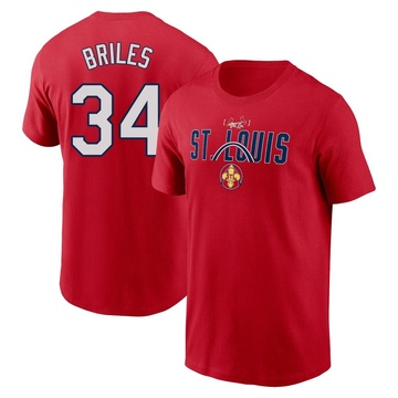 Men's St. Louis Cardinals Nelson Briles ＃34 2024 City Connect Graphic Name & Number T-Shirt - Red