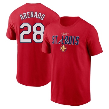 Men's St. Louis Cardinals Nolan Arenado ＃28 2024 City Connect Graphic Name & Number T-Shirt - Red