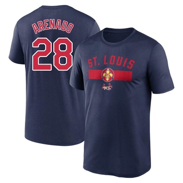 Men's St. Louis Cardinals Nolan Arenado ＃28 Legend 2024 City Connect Performance Name & Number T-Shirt - Navy