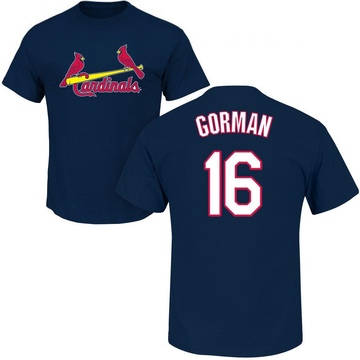 Men's St. Louis Cardinals Nolan Gorman ＃16 Roster Name & Number T-Shirt - Navy