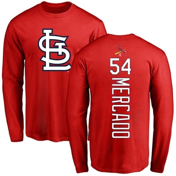 Men's St. Louis Cardinals Oscar Mercado ＃54 Backer Long Sleeve T-Shirt - Red