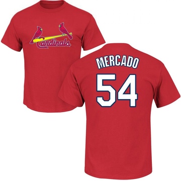 Men's St. Louis Cardinals Oscar Mercado ＃54 Roster Name & Number T-Shirt - Red