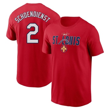 Men's St. Louis Cardinals Red Schoendienst ＃2 Schoendienst 2024 City Connect Graphic Name & Number T-Shirt - Red