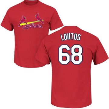 Men's St. Louis Cardinals Ryan Loutos ＃68 Roster Name & Number T-Shirt - Red