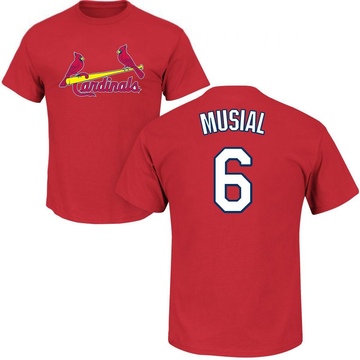 Men's St. Louis Cardinals Stan Musial ＃6 Roster Name & Number T-Shirt - Red