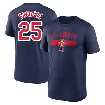 Men's St. Louis Cardinals Thomas Saggese ＃25 Legend 2024 City Connect Performance Name & Number T-Shirt - Navy