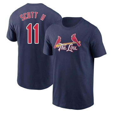 Men's St. Louis Cardinals Victor Scott II ＃11 2024 City Connect Name & Number T-Shirt - Navy