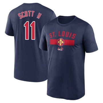 Men's St. Louis Cardinals Victor Scott II ＃11 Legend 2024 City Connect Performance Name & Number T-Shirt - Navy