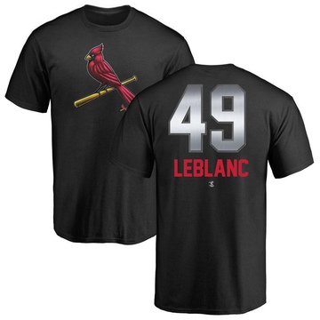 Men's St. Louis Cardinals Wade LeBlanc ＃49 Midnight Mascot T-Shirt - Black