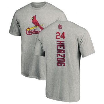 Men's St. Louis Cardinals Whitey Herzog ＃24 Backer T-Shirt Ash