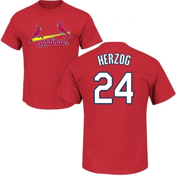 Men's St. Louis Cardinals Whitey Herzog ＃24 Roster Name & Number T-Shirt - Red