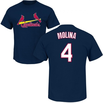 Men's St. Louis Cardinals Yadier Molina ＃4 Roster Name & Number T-Shirt - Navy