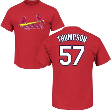 Men's St. Louis Cardinals Zack Thompson ＃57 Roster Name & Number T-Shirt - Red