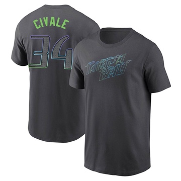 Men's Tampa Bay Rays Aaron Civale ＃34 2024 City Connect T-Shirt - Charcoal