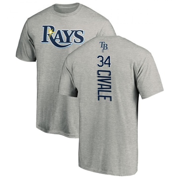 Men's Tampa Bay Rays Aaron Civale ＃34 Backer T-Shirt Ash
