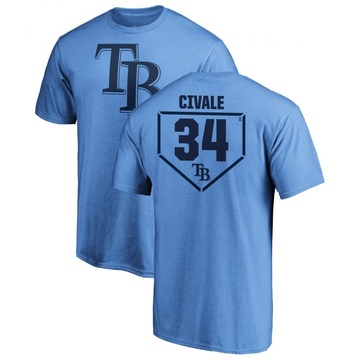 Men's Tampa Bay Rays Aaron Civale ＃34 RBI T-Shirt - Light Blue