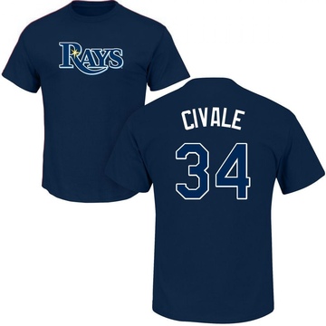 Men's Tampa Bay Rays Aaron Civale ＃34 Roster Name & Number T-Shirt - Navy